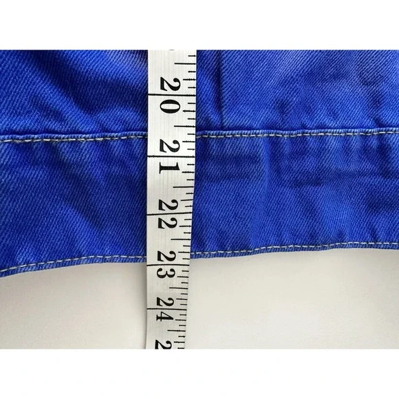 Free People Jacket Women's Large Blue Slouchy Denim Button Classic - Picture 10 of 10